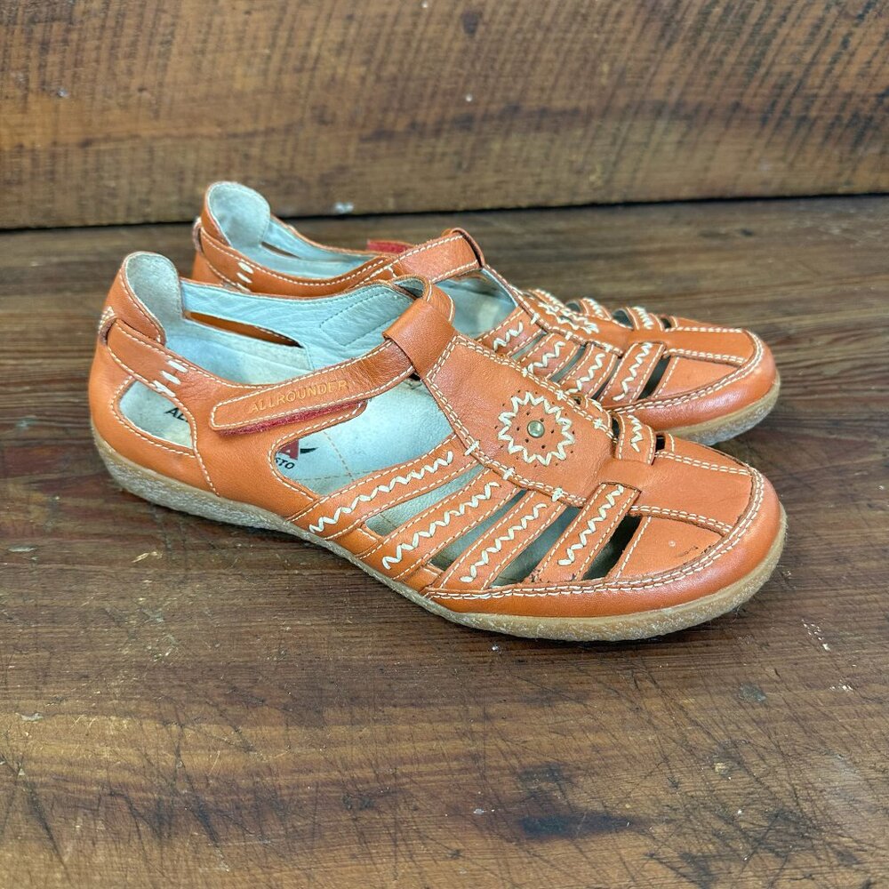 Mephisto Allrounder Galina Orange Leather Fisherman Sandals 7.5